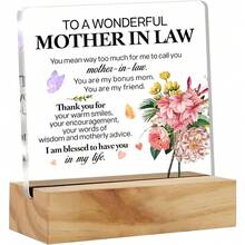 1pc New Square Acrylic Desktop Decor Figurine With Base, Gift For Relatives, Friends, Sisters - 1PC - View 13