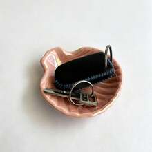 1pc Shell Jewelry Tray, Home Decor, Jewelry Storage, Small Accessories Organizer, Keys, Household Items - Pink - View 3