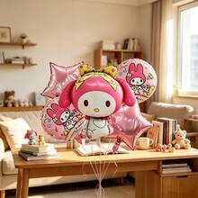 名创优品 My Melody 卡通铝箔气球 5 件套，生日派对装饰，节日庆典，色彩缤纷的 My Melody 卡通气球，适合趣味派对、室内外活动装饰，创意卡通派对用品，生日庆典气球套装，My Melody 主题派对装饰，缤纷节日派对气球套装 - 查看 1