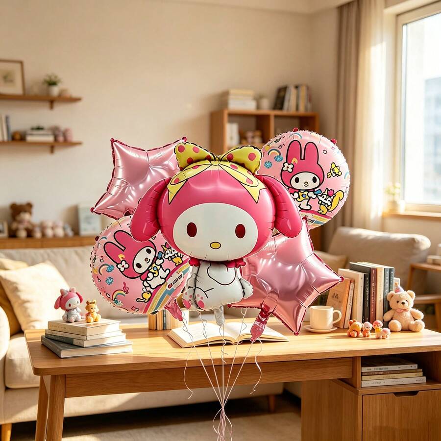 名创优品 My Melody 卡通铝箔气球 5 件套,生日派对装饰,节日庆典,色彩缤纷的 My Melody 卡通气球,适合趣味派对、室内外活动装饰,创意卡通派对用品,生日庆典气球套装,My Melody 主题派对装饰,缤纷节日派对气球套装 - 查看 1