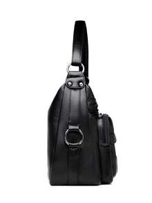 LANYIBAIGE Women's Brand Genuine Leather Crossbody Shoulder Bag, Portable Large Capacity Soft Shoulder Bag - Black - View 6