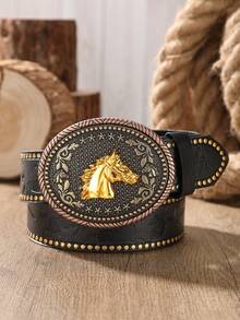 1 chiếc thắt lưng da PU phong cách Bohemian mới, unisex, phù hợp cho quần jean (kèm dụng cụ đục lỗ) - BH1112 - Xem 2