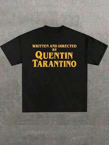 Film Graphic T-Shirts For Men, Written And Directed By Quentin Tarantino, Graphic T-Shirt, Plus Size For Men, 100% Cotton, Casual, Printed, Crew Neck, Short Sleeves, Unisex Summer Gift, Father's Day Or Graduation Gift, For Men. - 黑色 - 查看 9
