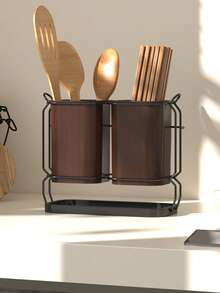 1pc Kitchen Utensil Organizer Holder, Rack For Forks, Knives, Spoons And Flatware, Small Items Storage, Desktop Tidy Solution, Compact Kitchen Storage Rack - Chopstick Holder - View 4