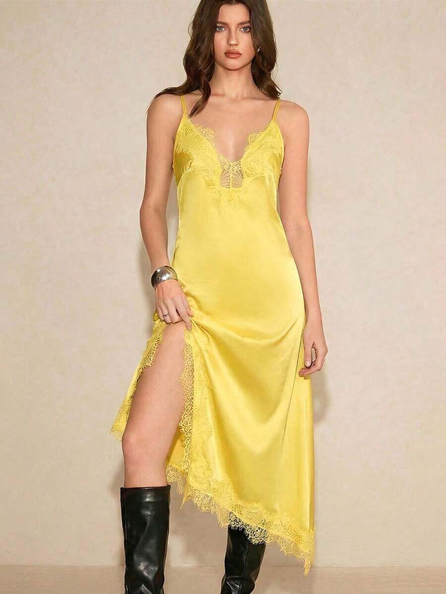 Women Midi Dresses - 淺黃色 - 查看 1