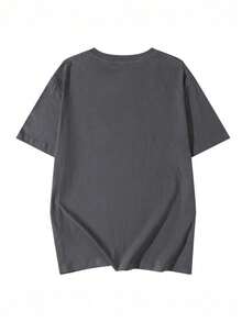 [ 100% Cotton ] Recommended New Products For Summer 2026: Lace Logo T-Shirt, Summer Dress, Women's Fashion T-Shirt, Short Sleeve Office Casual 200g Cotton Cartoon Character Printed Loose White Top, Y2K Women's Top, Spring Dress Top - Dark Gray - View 2