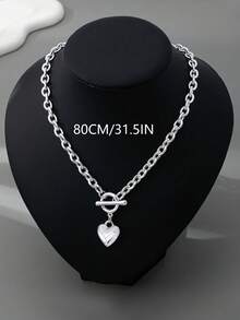 1 chiếc vòng cổ mặt trái tim đơn giản, thanh lịch và sang trọng thời trang - Bạc - Xem 5