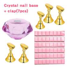 Conjunto de Suporte Magnético para Prática de Unhas com Base de Cristal + Argila Reutilizável, Kit de Treino de Arte de Unhas para Iniciantes - Multicolorido - Ver 13