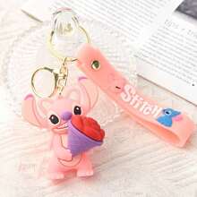 1pc Cartoon Flowers Stitch Keychain Cute PVC Soft Plastic Doll Pendant Stitch Car Bag Keychain - Multicolor - View 10