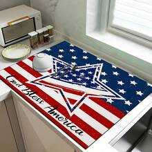1pc Patriotic Pattern Printed Absorbent Dish Drying Mat, Espresso Machine Countertop Absorbent Mat, Sink Drain Mat, Soft Faucet Absorbent Mat, Sink Cup Mat, Kitchen & Bathroom Accessories - Multicolor - View 6