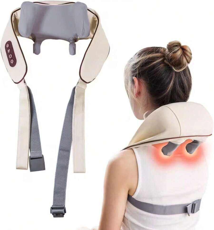 Neck Massager With Heat, Cordless Neck And Shoulder Massage, Rechargeable 6D Kneading Massager For Pain Relief Deep Tissue, Gift For Mom&Dad(Beige) - Beige - View 1