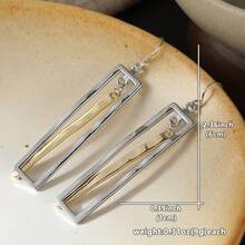 1 par de pendientes asimétricos rectangulares de estilo bohemio elegante retro, pendientes de cobre, adecuados para uso diario, vacaciones, accesorios de joyería para fiestas - Dos colores - Ver 3