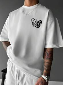 Kurzarm-T-Shirt für Herren 2026 – Amerikanisches Streetwear-T-Shirt mit Grafikprint – Sommerliches Rundhals-T-Shirt mit SMILE & SHINE Totenkopf-Design, geometrischen Mustern, maschinenwaschbar, lässiges Oberteil, Streetwear-Mode, atmungsaktives Material, urbaner Stil, Streetstyle, strapazierfähige Verarbeitung, bedrucktes Streetwear-T-Shirt - Weiss - Übersicht 2