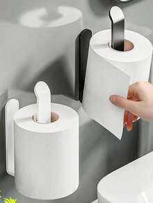 Self-Adhesive Toilet Paper Holder, Wall-Mounted Toilet Paper Rack, Multi-Function Toilet Paper Dispenser - Self-Adhesive Feature, Matte Plastic Design Suitable For Toilet Paper, Fit For Small Spaces, Suitable For RVs And Campers, Suitable For Bathroom And Kitchen - Multicolor - View 2
