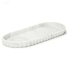Bandeja ovalada de silicona de 12 pulgadas bandejas decorativas de cambiador soportes de esponja organizadores de encimera/fregadero perfumes plantas botellas de loción jabón joyas y baratijas - Gris mrmol y blanco - Ver 2