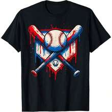 Camiseta Juvenil de Béisbol Americano con Estampado de Graffiti de Bola y Bate para Niños U24U - Negro - Ver 1