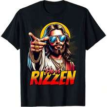 Él Rizzin' Jesus - Camiseta con genial de Pascua QPP5 - Negro - Ver 1