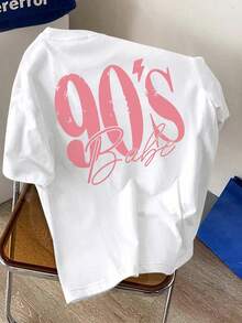 T-Shirt Oversize Vintage Con Stampa Grafica Degli Anni '90, 100% Cotone, Morbida E Traspirante, A Maniche Corte, Casual Da Spiaggia, Abbigliamento Sportivo Alla Moda Per Donna, P - 魏 - 查看 4
