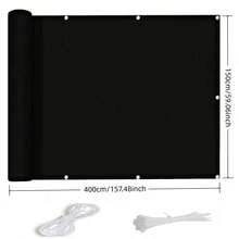 High-Density Thickened Privacy Anti-Peeping Sunshade Fabric, 90% UV Protection Garden Sunscreen Screen, Weather-Resistant Waterproof Outdoor Privacy Protection Net Curtain, Suitable For Balcony/Patio/Yard, Includes Cable Ties And Rope Installation Kit - Black - View 10