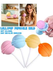 4pcs Round Popsicle Molds, Silicone Ice Cream Maker, Summer Refrigerator Ice Mold - Multicolor - View 3