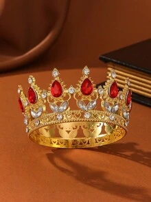 1件/多色全圓巴洛克合金新娘皇冠，適合王子、女王、婚禮、派對、夏季 - 彩色 - 查看 21