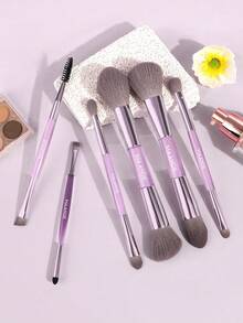 MAANGE 6 pièces Ensemble de pinceaux de maquillage professionnels à double extrémité, kit de pinceaux de maquillage de voyage portable, comprend des pinceaux pour le visage, des pinceaux pour les yeux, des pinceaux de détail et d'autres outils de maquillage, convient pour les voyages et les rendez-vous, peut être utilisé comme cadeau pour les femmes - Multicolore - Voir 4