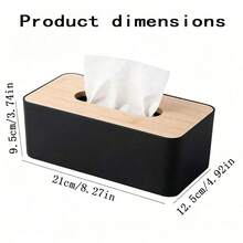 Caja de pañuelos rectangular de plástico moderno, disponible en varios tamaños, con tapa de tono madera natural, caja de almacenamiento creativa para el hogar y la oficina - Multicolor - Ver 13