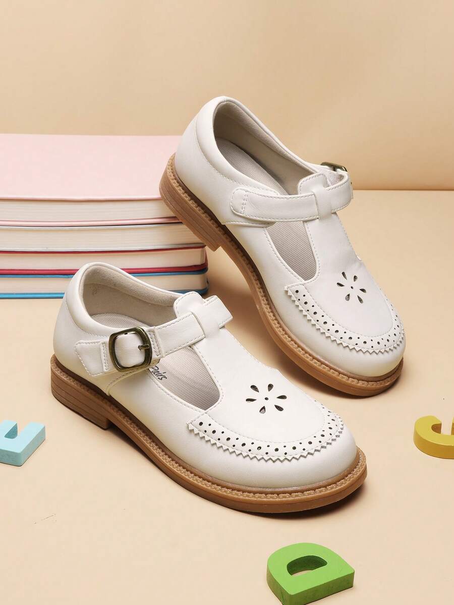 Girls Mary Jane Ballet Flats – School Uniform Dress Shoes For Toddler & Little Girls(Back To School Shoes) - 白色 - 查看 1