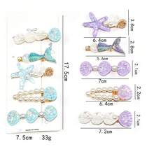 5pcs/Set Women's White Starfish Shell Mermaid Side Clips, Ocean Holiday Hair Clips, Duck Clips, Mermaid Princess Rainbow Romantic Side Clips, Suitable For Daily Use - White - View 3