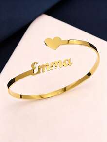 1 pieza Pulsera personalizada con nombre de apertura de amor, pulsera de acero inoxidable, pulsera de mujer personalizada, joyería de mujer, regalos personalizados, regalos de moda personalizados simples DIY para celebraciones privadas, regalos de cumpleaños, regalos del Día de la Madre, adecuado para uso diario, regalos del Día de la Madre, regalos de temporada festiva (con caja de regalo pequeña, talla grande adecuado para regalar) - Multicolor 2 - Ver 6