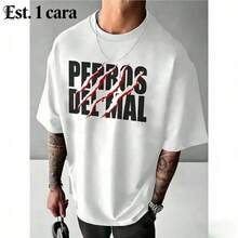 S-3XL Men's Wrestling Theme T-Shirt With Devil Dog Group Print, A194 Casual Summer T-Shirt, Crew Neck - 無色 - 查看 11