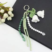 手工钩编风铃，铃兰花包挂饰，时尚串珠编织钥匙扣 - 白色 - 查看 6