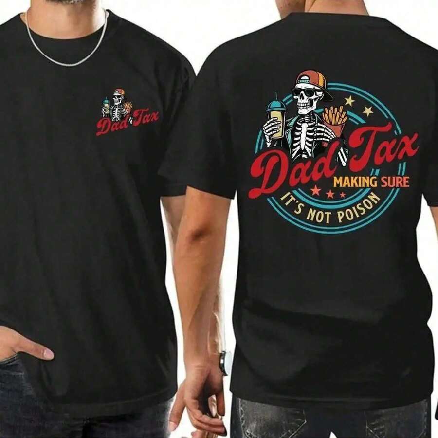 Father's Day T-Shirt "Dad's Tax" Making Sure It's Not Poison, Funny Dad T-Shirt, Dad's Tax T-Shirt, Father's Day T-Shirt, Humorous T-Shirt, Tax T-Shirt, Gift For Dad - 白色 - 查看 1
