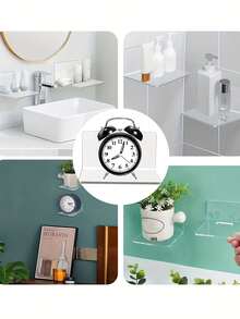 1/4pcs Transparent Acrylic Floating Wall Shelves - Mini Transparent Display Racks Suitable For Bedroom, Office And Living Room - Compact Floating Shelves Suitable For Smart Speakers, Monitors And Clocks - A - View 3