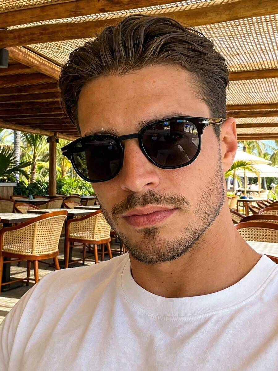 1pc Retro Plastic Frame Glasses, Classic Design Suitable For Daily, Travel, Beach, Outdoor, Driving - Multicolor - View 1