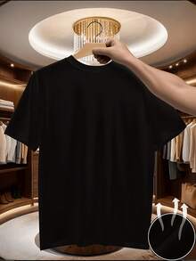 Men's Round Neck, Short Sleeve, Printed Summer T-Shirt, Easy To Wear, Comfortable Design With Fashionable Elements, High Comfort, Breathable, Long-Lasting Comfort, Attractive, Moisture-Wicking, High-Quality Fabric, Fashionable Item, Mona Lisa Parody, Abstract - 黑色 - 查看 2