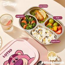 Disney 迪士尼官方正品米奇不锈钢分隔餐盘带盖，适用于家庭、午餐盒、卡通餐具、野餐盒和各种餐具。 - 彩色 - 查看 4