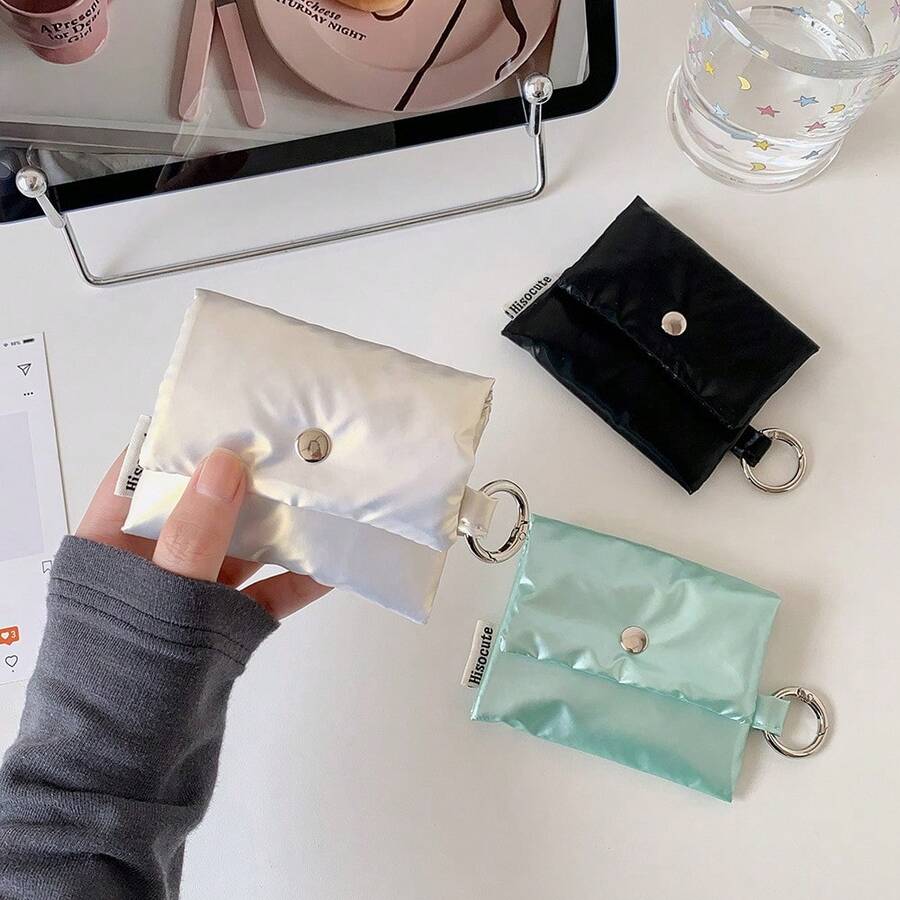 Minimalist Anti-Drop Earphone Case, Korean Style Student Portable Bluetooth Earphone Storage Bag, Mini Compact Coin Purse - Multicolor - View 1