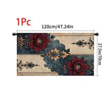 1pc, Home Decor, Vintage Floral Pattern Printed Table Skirt, Kitchen Small Curtain, Kitchen Cabinet Cover, With Curtain Holes, Easy To Hang, Rectangular, Machine Woven, Machine Washable, Kitchen Decoration And Accessories, Perfect For Kitchen Cabinets And Home Decor - Multicolor - View 18