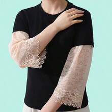 1 Pair Lace Floral Sun Protection Sleeves, Nylon Breathable Elegant Fresh Sun Protection Sleeves, Elegant Style Sun Protection Sleeves - Lace - View 8