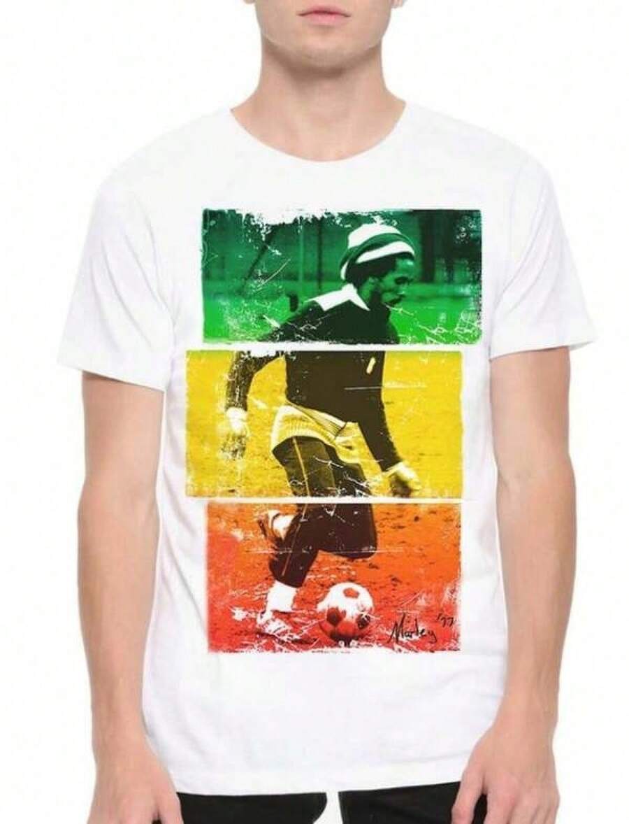 Camiseta para el Día del Padre para Hombres y Mujeres, Camisetas de Bobs and Marleys Jugando al Fútbol, Tallas 2Y-10Y, S-XXXL, Ropa para niños, Ropa para adolescentes, Camisetas para adolescentes, Camiseta para Mujer, Regalo Perfecto para el Último Día de Clases y el Día de la Independencia, Ropa a Juego para Padres y Hijos para el Día Mundial del Medio Ambiente - Blanco - Ver 1
