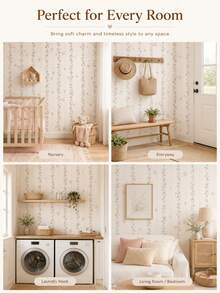 SUPSTICKER 1 buah Wallpaper Perekat Diri Motif Bunga 3 Gaya, Wallpaper PVC Tahan Air Motif Bunga & Garis Vintage yang Dapat Dilepas, Dekorasi Dinding Ramah Rumah Sewa untuk Kamar Anak, Kamar Tidur, Ruang Tamu, Dekorasi Rumah DIY, Ukuran: 17,72*53,15 inci/88,58 inci/141,73 inci - MultiWarna - View 4