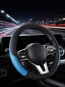 Car Steering Wheel Cover – Bold Color-Block PU Leather With Diamond Stitching, Sporty Two-Tone Design For Men & Women, Breathable Non-Slip Grip, Universal Fit All-Season Protective Steering Wheel,Interior Accessories - A - View 13