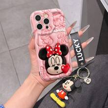 This Disney Mickey Mouse Lanyard Phone Case Is Fully Covered In TPU Material. It's Shockproof, Lightweight, And Compatible With IPhone17/16/11/13/15/15 Plus/15 Pro/15 Pro Max/12/14 Pro Max/11 Pro Max/12 Pro/12 Pro Max/13. This Phone Case Makes A Popular Birthday Gift Or Business Gift; It's Durable, Stain- And Fingerprint Resistant, And Suitable For Both Men And Women. The Set Also Includes A Mickey Mouse Phone Case And A Mickey Mouse Plush Bracelet. It's A Perfect Gift For Friends And Family. This Stylish Phone Case Is Fun, Lightweight, And Durable. IPhone17 Pro Max Phone Case, Minnie Mouse Phone Case. - trắng - Xem 2