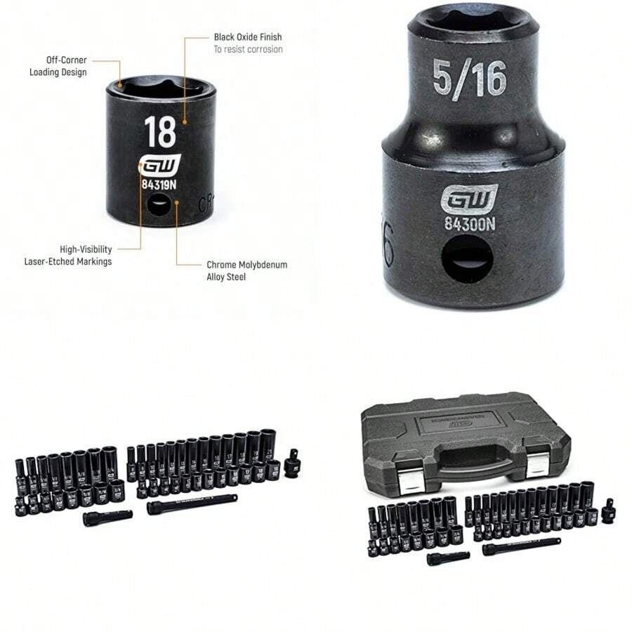 Superior Bronz 44 Pc. 3/8" Drive 6 Point Standard And Deep Impact SAE/Metric Socket Set - 84916N - 如圖所示 - 查看 1