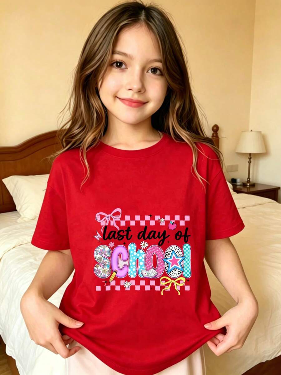 Last Day Of School Girls' T-Shirt - 紅色 - 查看 1