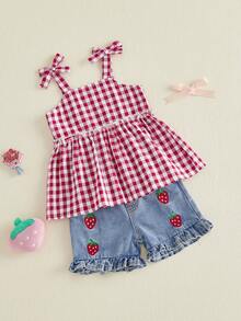 Baby Girls Tank Top Co-Ords - Red - View 4