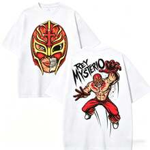 S-3XL Men's Wrestling Theme T-Shirt With Devil Dog Group Print, A194 Casual Summer T-Shirt, Crew Neck - 駝色 - 查看 11