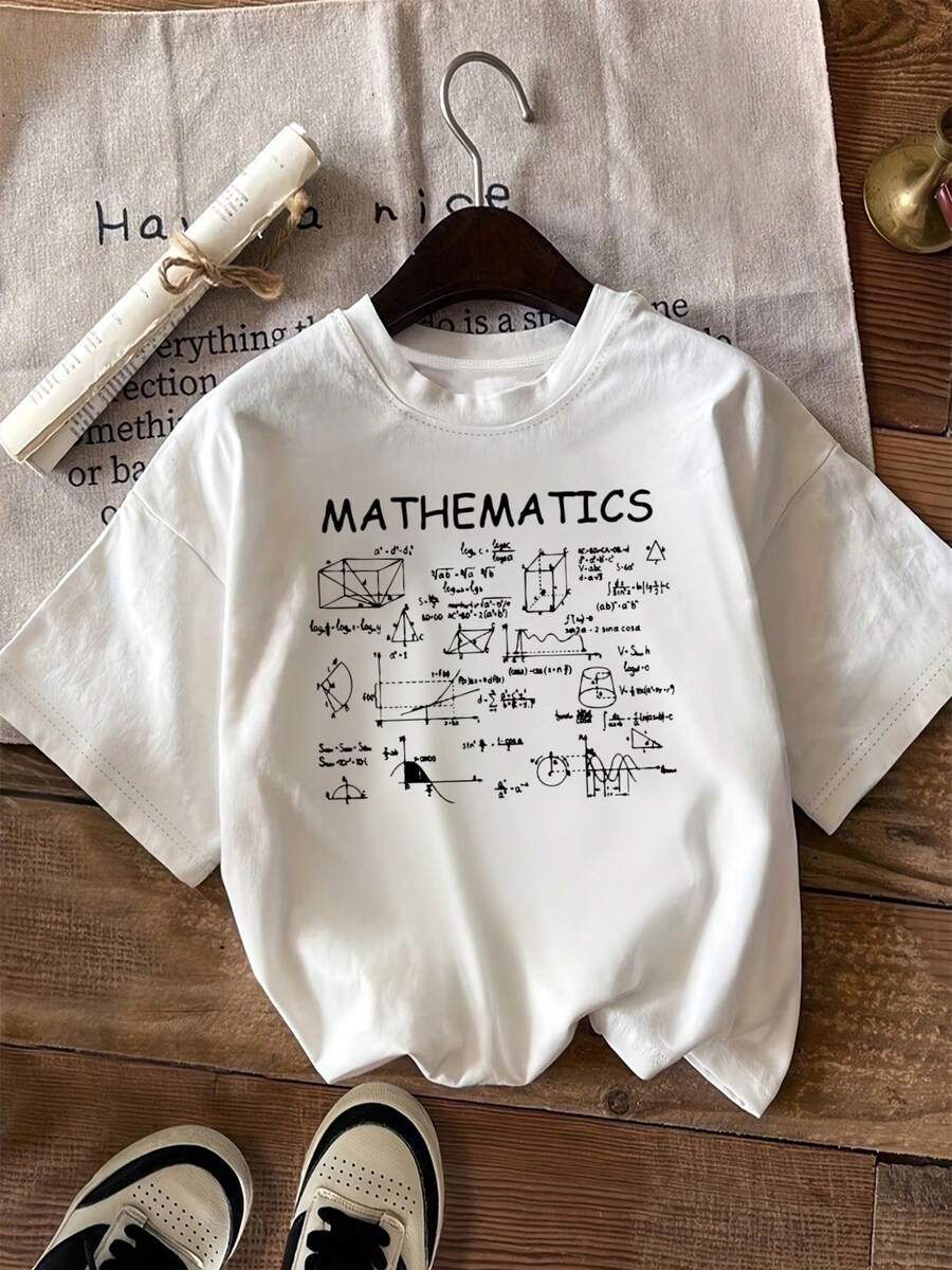 Camiseta de manga corta con fórmulas matemáticas - Blanco - Ver 1