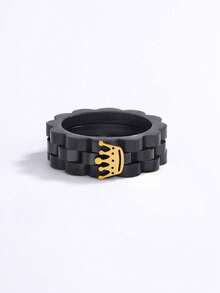 1 pieza Anillo de diseño de corona de acero inoxidable, accesorio unisex de estilo hip-hop adecuado para uso diario, fiesta, regalo de vacaciones - Multicolor - Ver 7